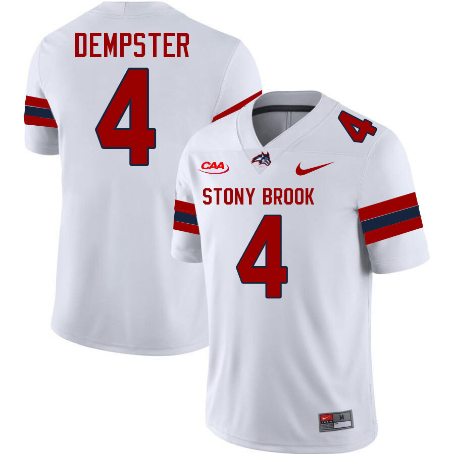 Stony Brook Seawolves #4 Roland Dempster College Football Jerseys,Uniforms-White